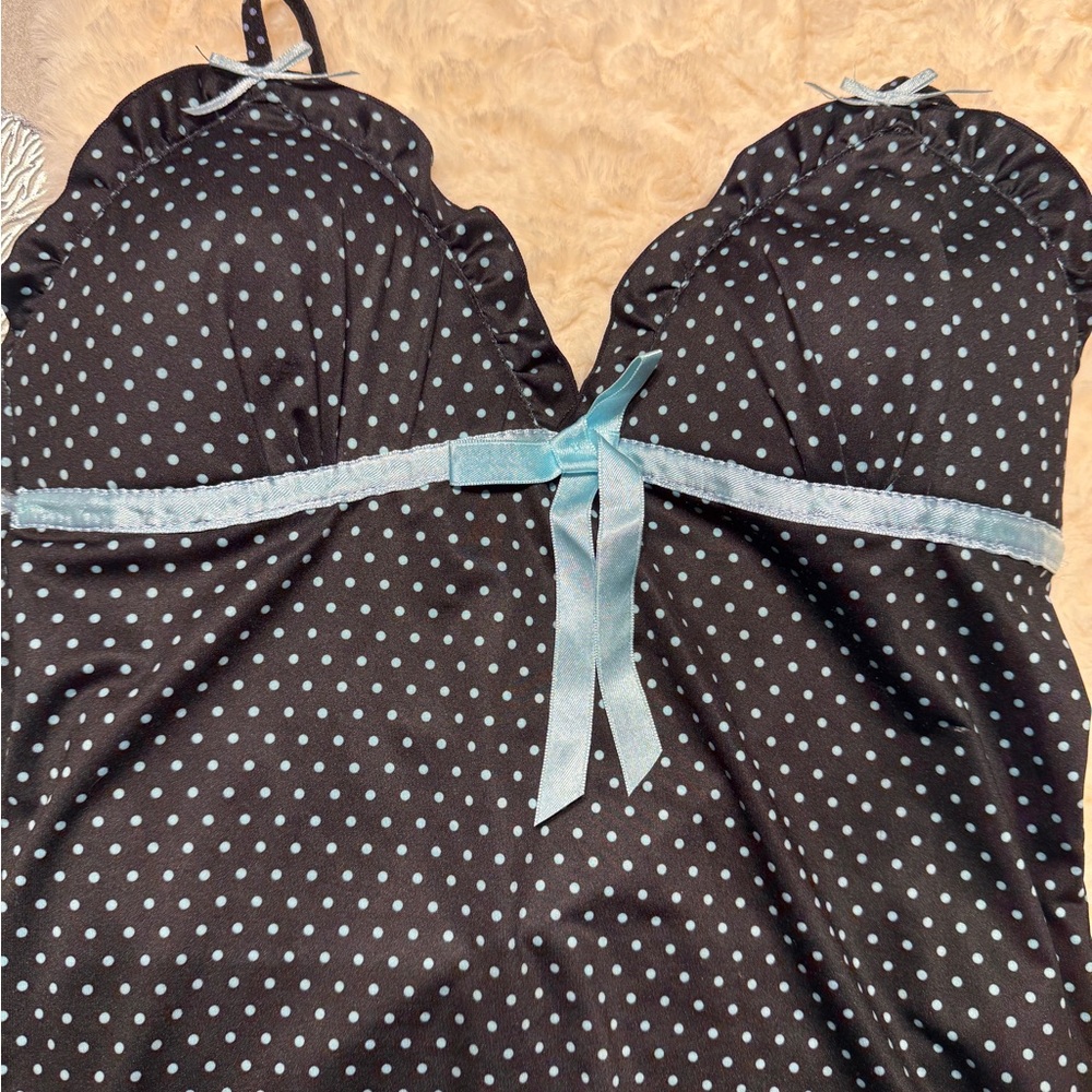Rampage Black and Blue Polka Dot Lingerie (Medium)
